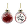 Transparent Christmas tree ball ornament with red filling 8cm