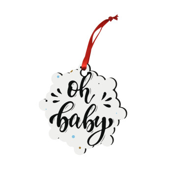 Oh baby, Christmas ornament snowflake wooden 7.5cm