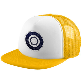 Ζωδιακός κύκλος, Καπέλο Ενηλίκων Soft Trucker με Δίχτυ Κίτρινο/White (POLYESTER, ΕΝΗΛΙΚΩΝ, UNISEX, ONE SIZE)