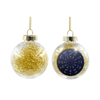 Ζωδιακός κύκλος, Transparent Christmas tree ball ornament with gold filling 8cm