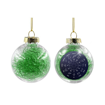 Ζωδιακός κύκλος, Transparent Christmas tree ball ornament with green filling 8cm