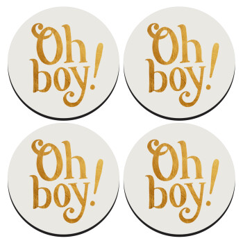 Oh baby gold, SET of 4 round wooden coasters (9cm)