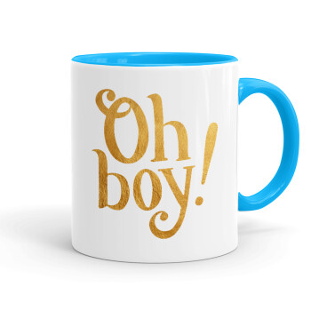 Oh baby gold, Mug colored light blue, ceramic, 330ml