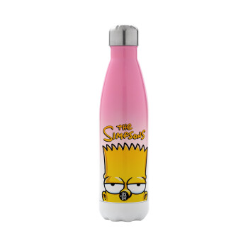 The Simpsons Bart, Metal mug thermos Pink/White (Stainless steel), double wall, 500ml