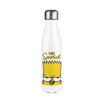 The Simpsons Bart, Metal mug thermos White (Stainless steel), double wall, 500ml