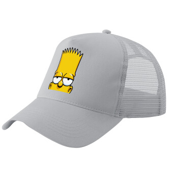 The Simpsons Bart, Adult Structured Trucker Hat, with Mesh, GRAY (100% COTTON, ADULT, UNISEX, ONE SIZE)