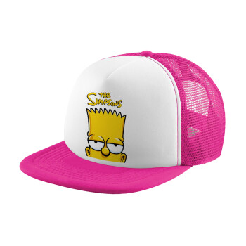 The Simpsons Bart, Child's Soft Trucker Hat with Pink/White Mesh (POLYESTER, CHILD, ONE SIZE)