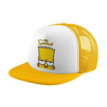 The Simpsons Bart, Adult Soft Trucker Hat with Yellow/White Mesh (POLYESTER, ADULT, UNISEX, ONE SIZE)