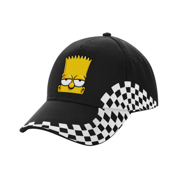 The Simpsons Bart, Adult Ultimate BLACK RACING Cap, (100% COTTON DRILL, ADULT, UNISEX, ONE SIZE)