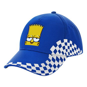 The Simpsons Bart, Adult Ultimate BLUE RACING Cap, (100% COTTON DRILL, ADULT, UNISEX, ONE SIZE)