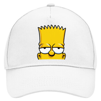 The Simpsons Bart, Adult Baseball Cap, Drill, White (100% COTTON, ADULT, UNISEX, ONE SIZE)