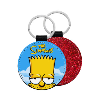 The Simpsons Bart, Μπρελόκ Δερματίνη, στρογγυλό ΚΟΚΚΙΝΟ (5cm)