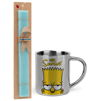 The Simpsons Bart, Πασχαλινό Σετ, μεταλλική κούπα θερμό (300ml) & πασχαλινή λαμπάδα αρωματική πλακέ (30cm) (ΤΙΡΚΟΥΑΖ)