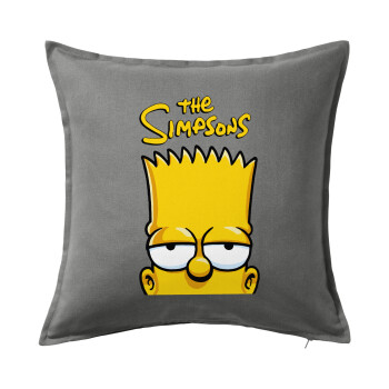 The Simpsons Bart, Μαξιλάρι καναπέ Γκρι 100% βαμβάκι, περιέχεται το γέμισμα (50x50cm)
