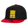 Children's Flat Snapback Hat, Black/Red (100% COTTON, CHILDREN'S, UNISEX, ONE SIZE)