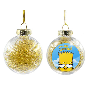 The Simpsons Bart, Transparent Christmas tree ball ornament with gold filling 8cm