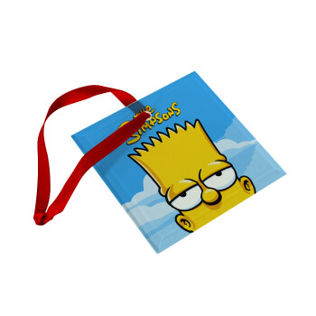 The Simpsons Bart, Christmas ornament, glass square ornament 9x9cm