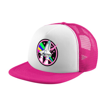 NASA pink, Καπέλο Ενηλίκων Soft Trucker με Δίχτυ Pink/White (POLYESTER, ΕΝΗΛΙΚΩΝ, UNISEX, ONE SIZE)