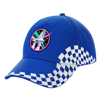 NASA pink, Adult Ultimate BLUE RACING Cap, (100% COTTON DRILL, ADULT, UNISEX, ONE SIZE)