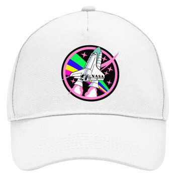 NASA pink, Καπέλο Ενηλίκων Baseball, Drill, Λευκό (100% ΒΑΜΒΑΚΕΡΟ, ΕΝΗΛΙΚΩΝ, UNISEX, ONE SIZE)