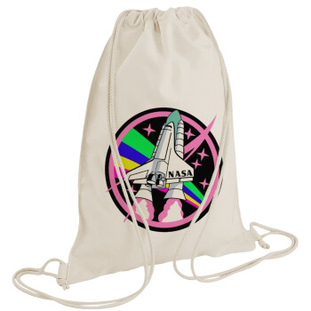 NASA pink, Τσάντα πλάτης πουγκί GYMBAG natural (28x40cm)