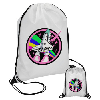 NASA pink, Pouch bag with black cords (1 piece)