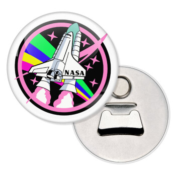 NASA pink, Μαγνητάκι και ανοιχτήρι μπύρας στρογγυλό διάστασης 5,9cm