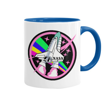 NASA pink, Κούπα χρωματιστή μπλε, κεραμική, 330ml