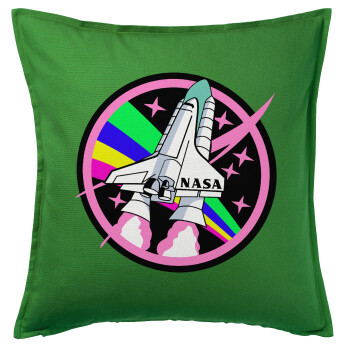 NASA pink, Μαξιλάρι καναπέ Πράσινο 100% βαμβάκι, περιέχεται το γέμισμα (50x50cm)