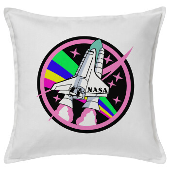 NASA pink, Μαξιλάρι καναπέ ΛΕΥΚΟ 100% βαμβάκι, περιέχεται το γέμισμα (50x50cm)