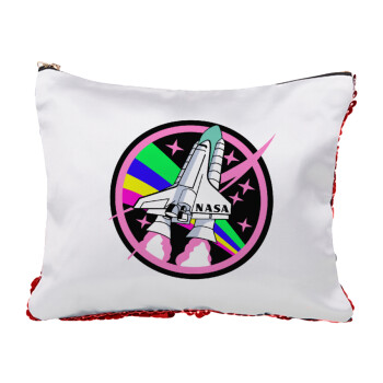 NASA pink, Red sequin cosmetic bag