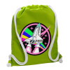 Backpack bag GYMBAG LIME GREEN, with pocket (40x48cm) & thick cords