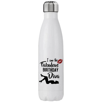 I am the fabulous Birthday Diva, Stainless steel, double-walled, 750ml
