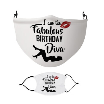 I am the fabulous Birthday Diva, Μάσκα υφασμάτινη Ενηλίκων πολλαπλών στρώσεων με υποδοχή φίλτρου