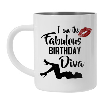 I am the fabulous Birthday Diva, Mug Stainless steel double wall 450ml