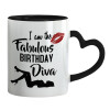 Mug heart black handle, ceramic, 330ml