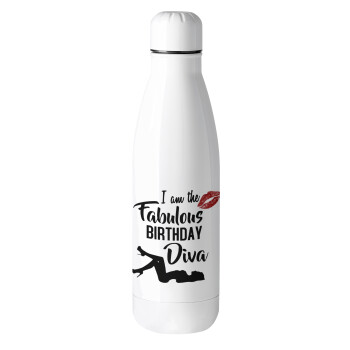 I am the fabulous Birthday Diva, Μεταλλικό παγούρι θερμός (Stainless steel), 500ml