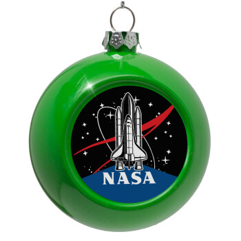 NASA Badge, Στολίδι Χριστουγεννιάτικη μπάλα δένδρου Πράσινο 8cm