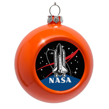 NASA Badge, Orange Christmas tree ornament bauble 8cm