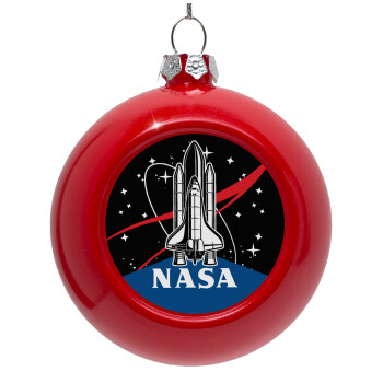 NASA Badge, Στολίδι Χριστουγεννιάτικη μπάλα δένδρου Κόκκινη 8cm