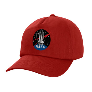 NASA Badge, Καπέλο παιδικό Baseball, 100% Βαμβακερό Twill, Κόκκινο (ΒΑΜΒΑΚΕΡΟ, ΠΑΙΔΙΚΟ, UNISEX, ONE SIZE)