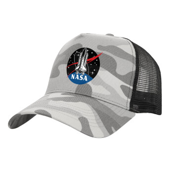 NASA Badge, Καπέλο Ενηλίκων Structured Trucker, με Δίχτυ, (παραλλαγή) Army Camo (100% ΒΑΜΒΑΚΕΡΟ, ΕΝΗΛΙΚΩΝ, UNISEX, ONE SIZE)