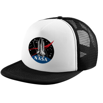 NASA Badge, Καπέλο παιδικό Soft Trucker με Δίχτυ ΜΑΥΡΟ/ΛΕΥΚΟ (POLYESTER, ΠΑΙΔΙΚΟ, ONE SIZE)