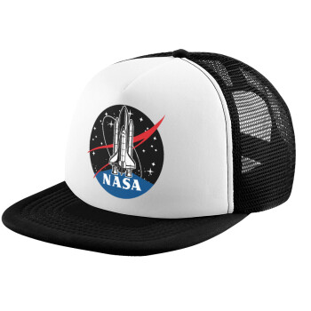 NASA Badge, Καπέλο παιδικό Soft Trucker με Δίχτυ ΜΑΥΡΟ/ΛΕΥΚΟ (POLYESTER, ΠΑΙΔΙΚΟ, ONE SIZE)