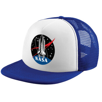 NASA Badge, Καπέλο παιδικό Soft Trucker με Δίχτυ ΜΠΛΕ/ΛΕΥΚΟ (POLYESTER, ΠΑΙΔΙΚΟ, ONE SIZE)