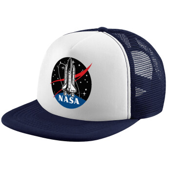 NASA Badge, Καπέλο παιδικό Soft Trucker με Δίχτυ ΜΠΛΕ ΣΚΟΥΡΟ/ΛΕΥΚΟ (POLYESTER, ΠΑΙΔΙΚΟ, ONE SIZE)