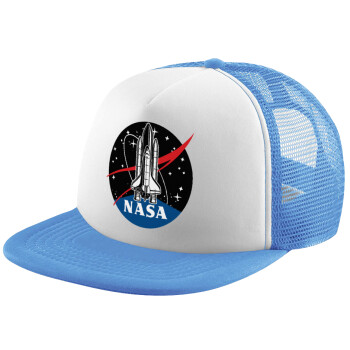 NASA Badge, Καπέλο παιδικό Soft Trucker με Δίχτυ ΓΑΛΑΖΙΟ/ΛΕΥΚΟ (POLYESTER, ΠΑΙΔΙΚΟ, ONE SIZE)