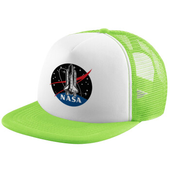 NASA Badge, Καπέλο Ενηλίκων Soft Trucker με Δίχτυ ΠΡΑΣΙΝΟ/ΛΕΥΚΟ (POLYESTER, ΕΝΗΛΙΚΩΝ, ONE SIZE)