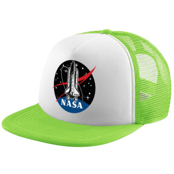 NASA Badge, Καπέλο παιδικό Soft Trucker με Δίχτυ ΠΡΑΣΙΝΟ/ΛΕΥΚΟ (POLYESTER, ΠΑΙΔΙΚΟ, ONE SIZE)