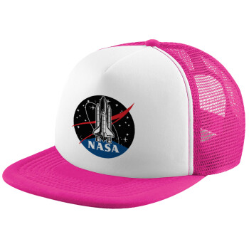NASA Badge, Καπέλο Ενηλίκων Soft Trucker με Δίχτυ Pink/White (POLYESTER, ΕΝΗΛΙΚΩΝ, UNISEX, ONE SIZE)